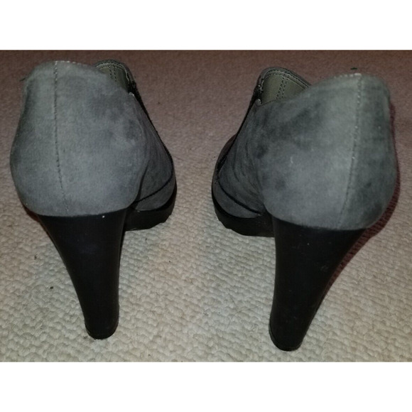 Womens Shoes-NILA & NILA-ITALY-gray leather/suede bootie w/4 inch heel-37 (US 7) - Picture 3 of 8